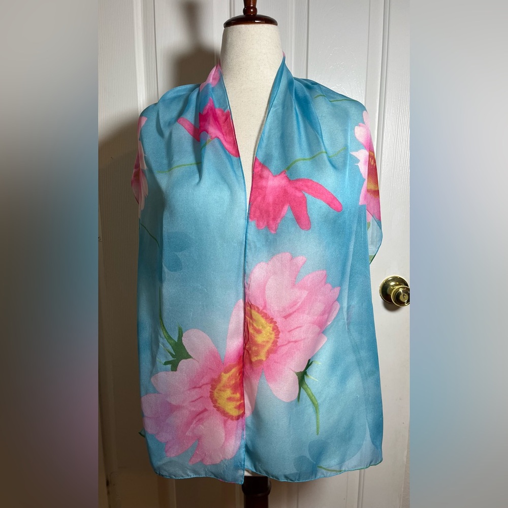 Vibrant Floral Silk Scarf - Picture 7 of 7